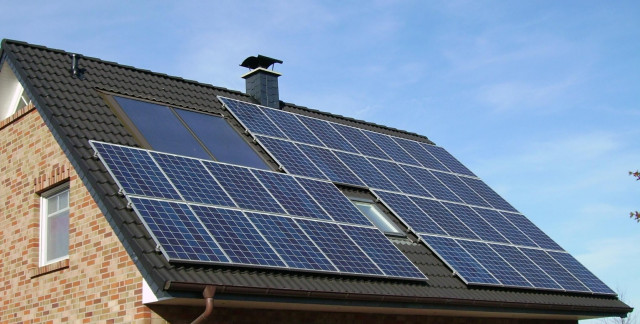 solar panels on a brick home's roof