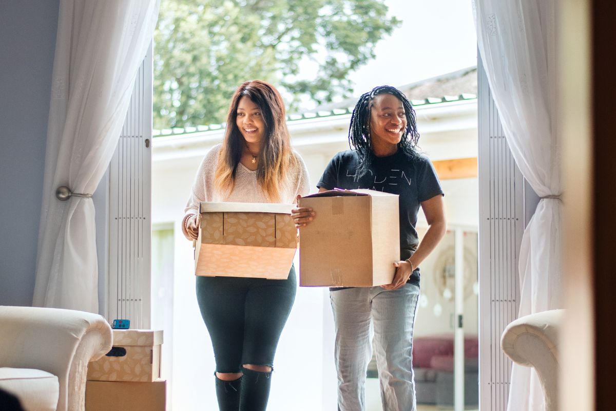 Women moving into a new home