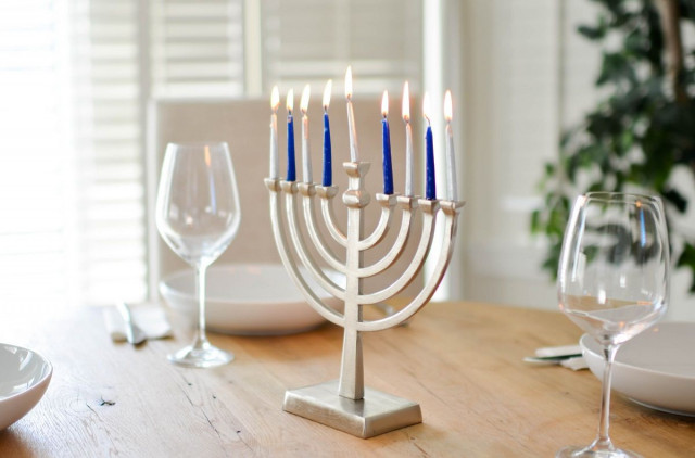 Menorah on table