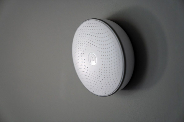 round white radon detector