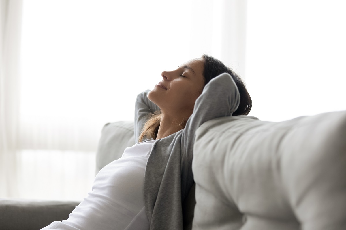 woman relaxing on a couch
