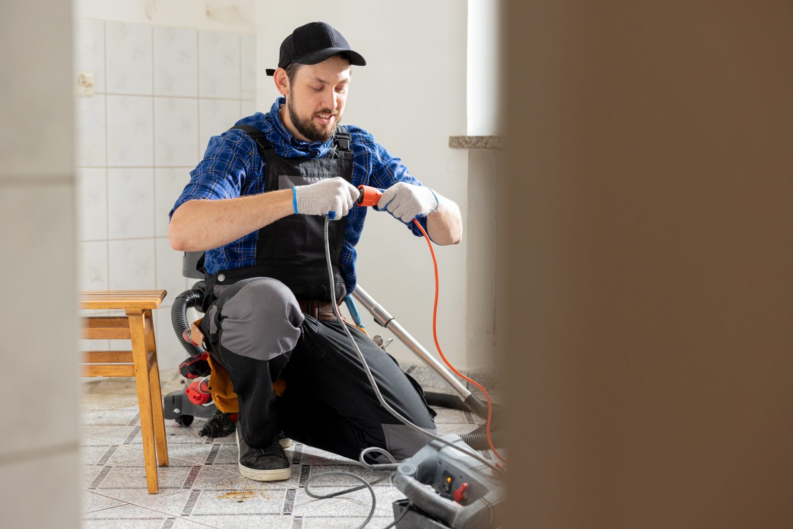 an electrician connecting two wires