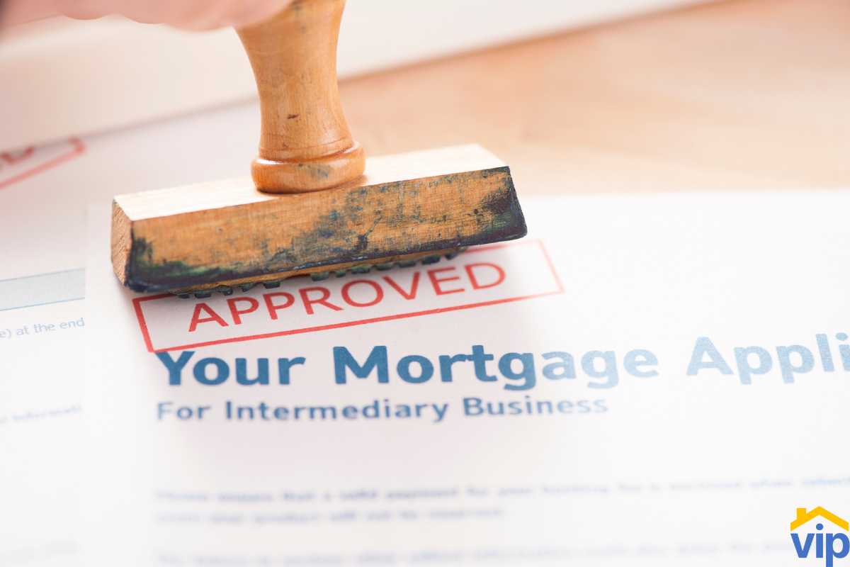 an approval stamp on a mortage document